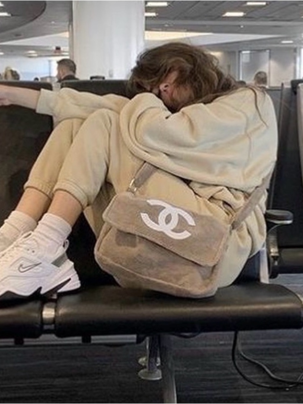 Vintage Chanel Terry Precision Bag / Khaki and White CC logo - Picture 9 of 10